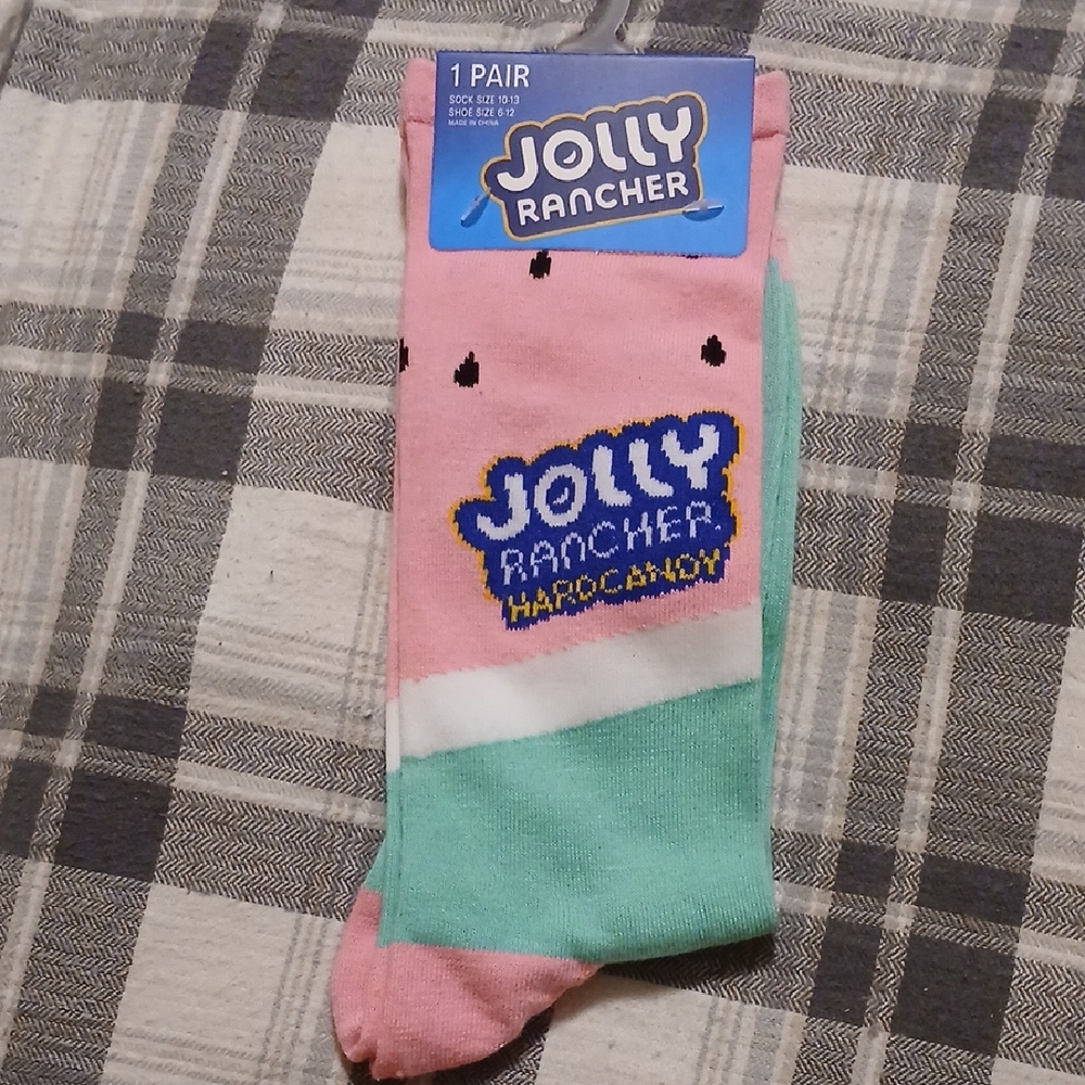 NWT Jolly Rancher Watermelon Crew Socks Unisex 6-12